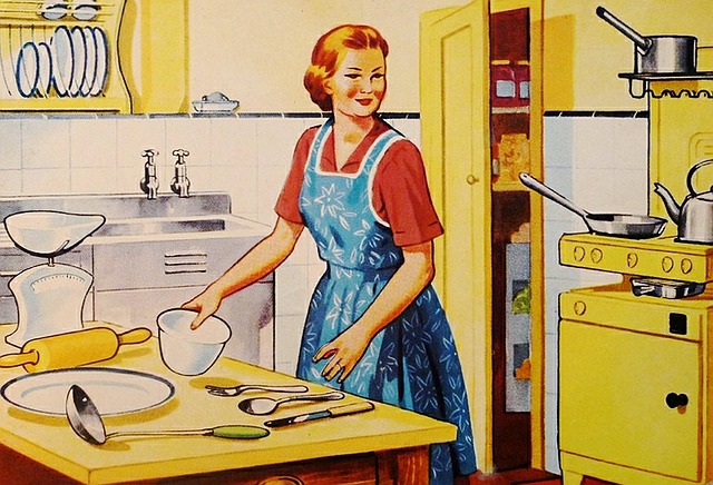 retro hospodyňka v kuchyni